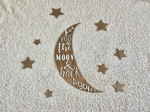 Love you to the moon and back nursery sign with stars
